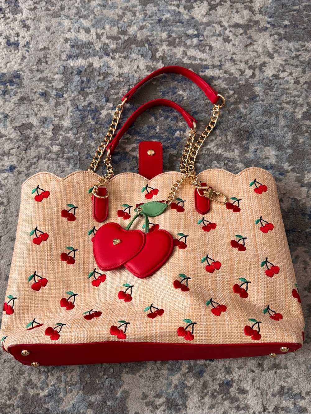 Betsey Johnson Cherry Straw Tote